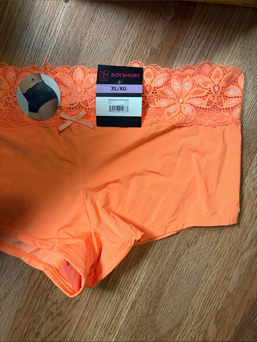 No Boundaries Orange Lace-Waist Boyshorts XL